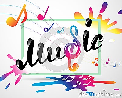 Colorful music logo in frame Vector Illustration