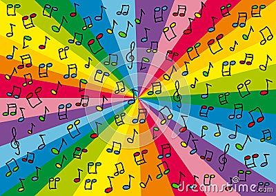 Colorful music notes background Vector Illustration