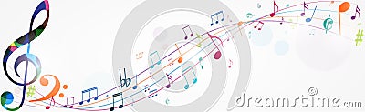 Colorful music notes background Vector Illustration