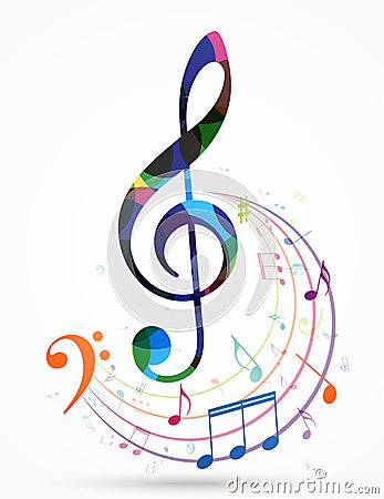 Colorful music notes background Vector Illustration