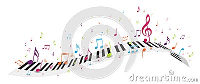 Colorful music notes background Vector Illustration