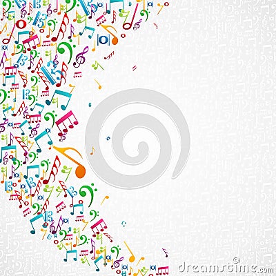 Colorful music notes background Vector Illustration