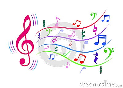 Colorful Music Notes Vector Illustration