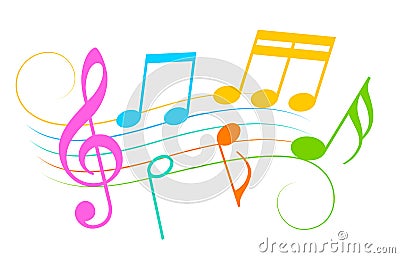 Colorful music notes and melody icon Vector Illustration