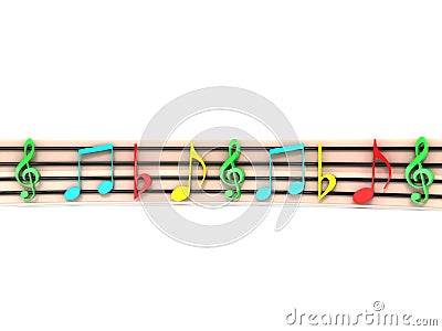 Colorful musical clefs Stock Photo