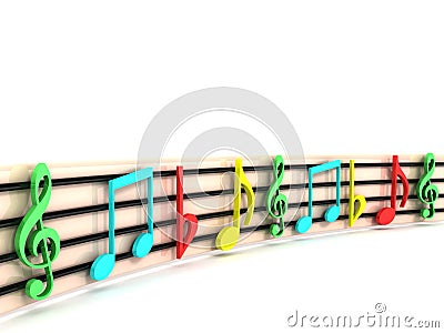 Colorful musical clefs Stock Photo