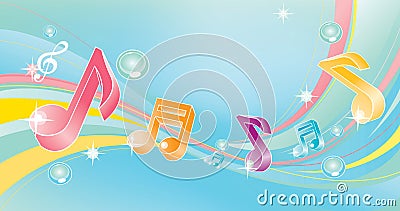 Colorful musical notes Vector Illustration