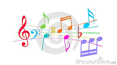 Colorful musical notes vector cartoon Vector Illustration