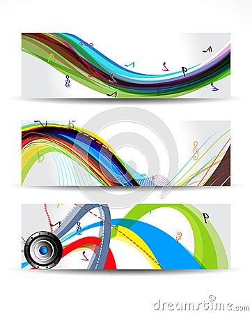 Colorful Musical Wave Banner Cartoon Illustration