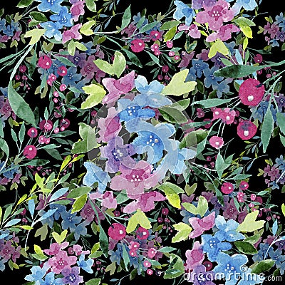 Colorful myosotis. Floral botanical flower.Seamless background pattern. Stock Photo