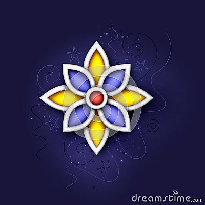 Colorful Mystical Cosmic Flower, Deco Element Vector Illustration
