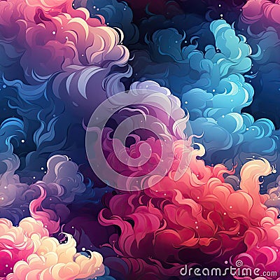Colorful mystical wallpaper with clouds (tiled) Stock Photo