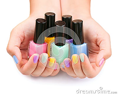 Colorful Nail Polish Bottles Stock Photo