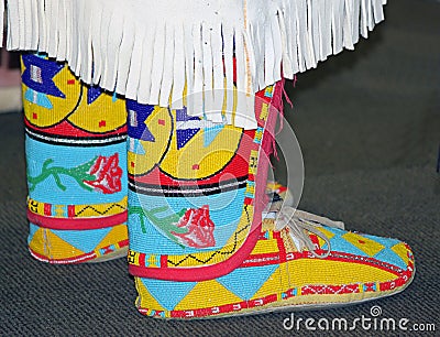 Colorful Native American Beaded Moccasins Stock Photo