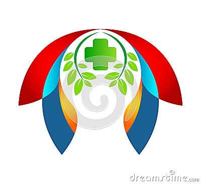 Colorful nature logo, healthcare sign vector. Cartoon Illustration