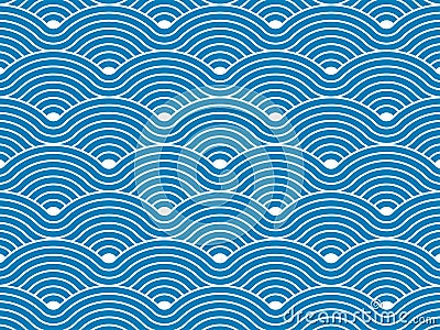 Colorful navy blue geometric seamless repetitive vector curvy waves pattern Vector Illustration