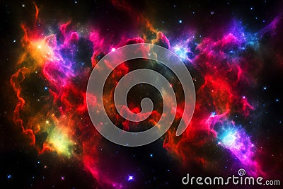 Colorful nebula. Deep space. Bright stars. Outer space background with vibrant nebula, stars, wallpaper. Beautiful fantasy Stock Photo