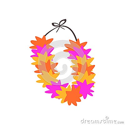 Colorful necklace, lei with bright colorful flowers vector Illustration Vector Illustration