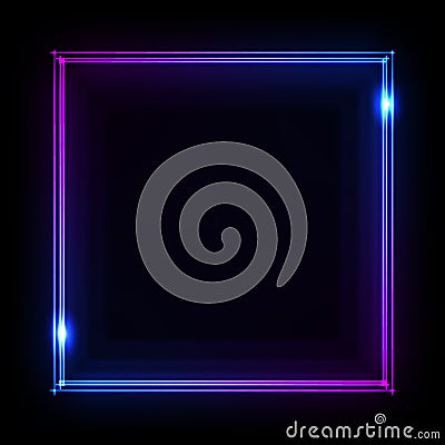 Colorful neon frame on a dark background, vector abstract Vector Illustration