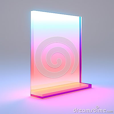 Colorful Neon Glass Frame With Rainbowcore And Vray Tracing Stock Photo