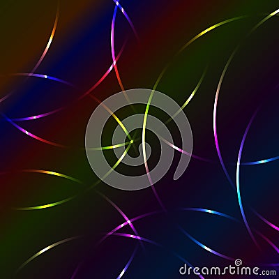 Colorful neon laser crossed curves, multicolor background Vector Illustration