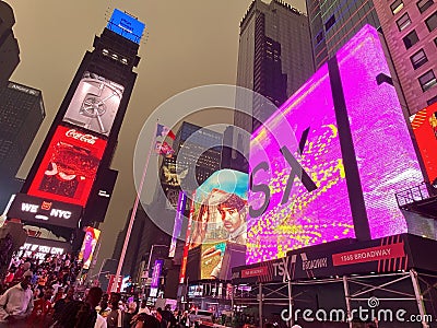 Colorful Neon Signs of Times Square Editorial Stock Photo