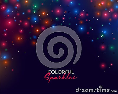 Colorful neon sparkles on dark background design Vector Illustration