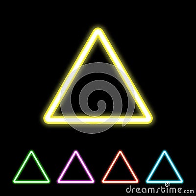 Colorful neon triangle sign Vector Illustration