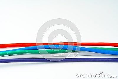 Colorful network cables switch on white background close up Stock Photo