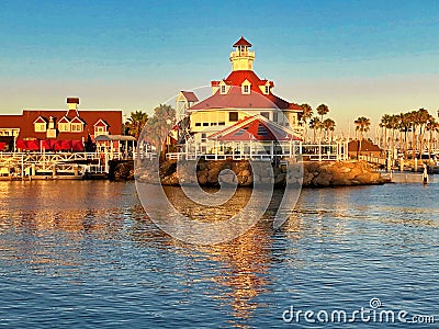 Parkers Lighthouse Restaurant Shoreline Village marina Long Beach California Stock Photo