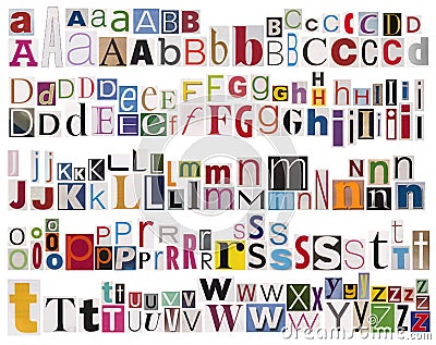 Colorful newspaper alphabet Stock Photo