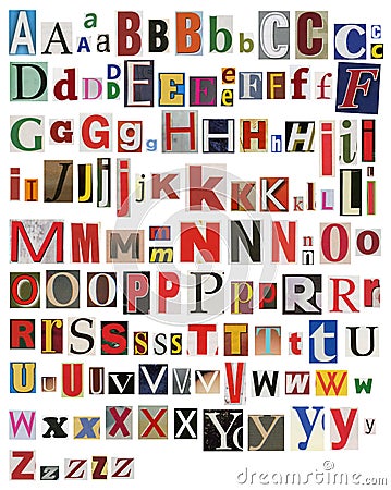 Colorful, newspaper, magazine alphabet Stock Photo