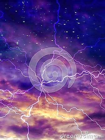 Colorful night sky with arc of electric Stock Photo