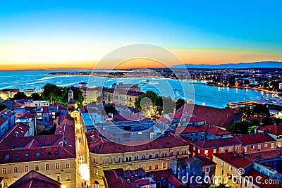 Colorful nightscapes of city Zadar Stock Photo