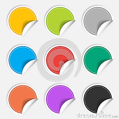 Colorful nine blank stickers set. Badge collection. Stock Photo
