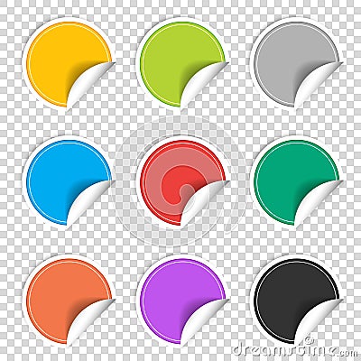 Colorful nine blank stickers set. Badge collection. Vector illustration. Vector Illustration