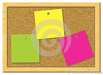 Colorful note paper on a cork board Stock Photo