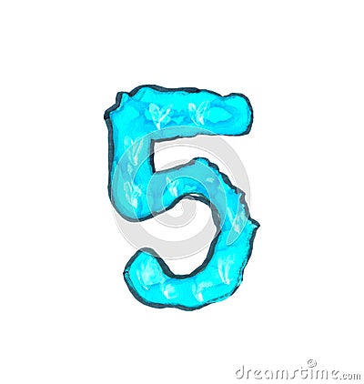 Colorful number painted with alcohol ink on white background Stock Photo