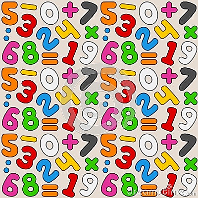 Colorful Numbers Seamless Pattern Vector Illustration