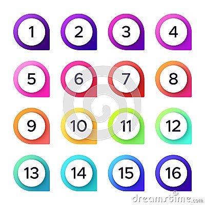 Colorful numbers. Vector set of number pointer Vector Illustration
