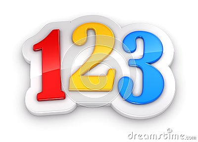 Colorful numbers 123 on white background Stock Photo