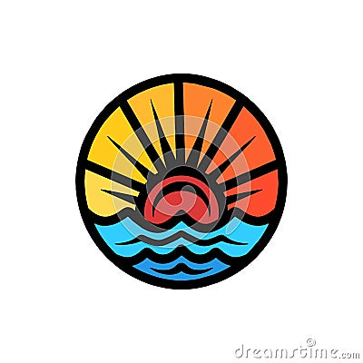 Colorful Ocean Logo Vector Design illustration Emblem Vector Illustration