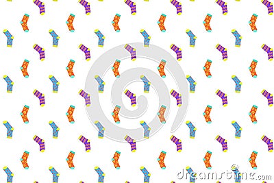 Colorful odd mismatched socks seamless pattern. Scrapbooking paper print, fabric design. Vector cartoon illustration Vector Illustration