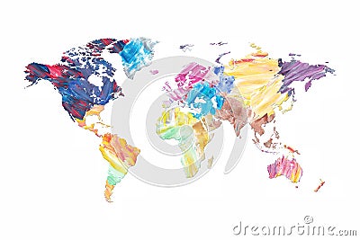 Colorful Word Map with Oil Paint Texture Stock Photo