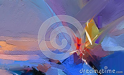 Colorful oil painting on canvas texture. Semi- abstract image of seascape paintings with sunlight background Stock Photo