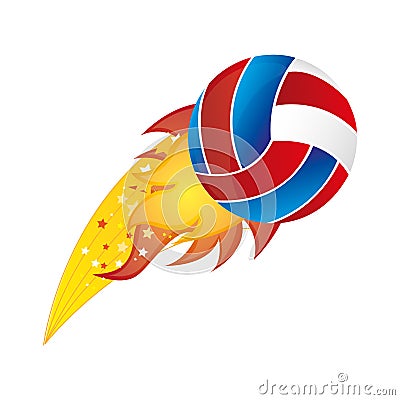 colorful olympic flame with volleyball ball Cartoon Illustration