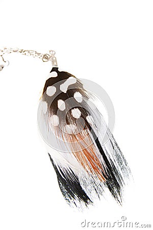 Colorful one separated feather- earring. Stock Photo