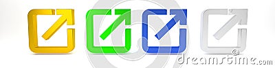 Colorful Open in new window icon isolated on white background. Open another tab button sign. Browser frame symbol Cartoon Illustration