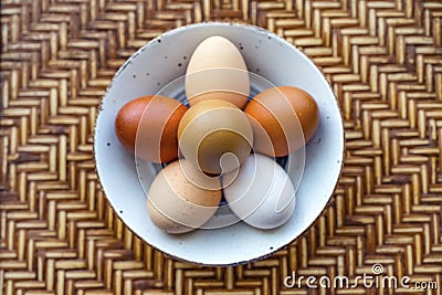 Colorful organic eggs Stock Photo
