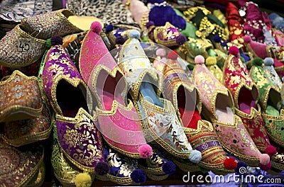 Colorful oriental shoes Stock Photo